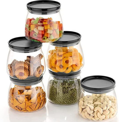 VM BOND Plastic Cookie Jar  - 900 ml(Pack of 6, Multicolor)