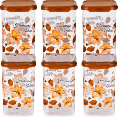 4 SACRED Plastic Grocery Container  - 1100 ml(Pack of 6, Orange)