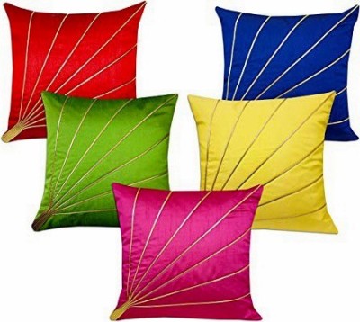 Embroco Dupion Silk Cushions Cover(Pack of 5, 40 cm*40 cm, Multicolor)