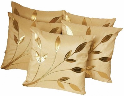 Embroco Dupion Silk Cushions Cover(Pack of 5, 40 cm*40 cm, Beige)