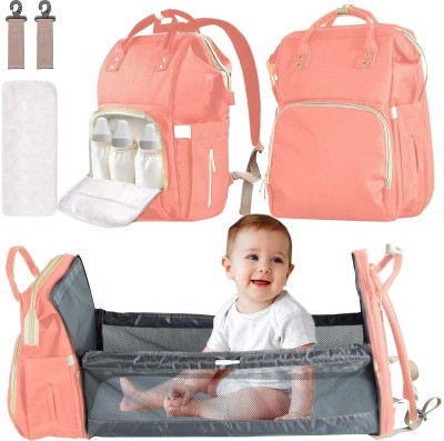 HomeCloud Diaper Backpack Foldable Mummy Bag bagpack with Bassinet, Travel, Foldable 900D, Baby Diaper Bag(Pink)