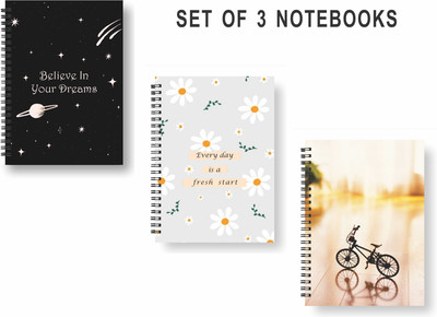 Papco Notebooks A5 Diary Ruled 144 Pages(Multicolor, Pack of 3)