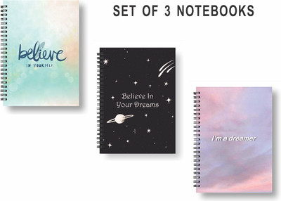 Papco Notebooks A5 Diary Ruled 144 Pages(Multicolor, Pack of 3)