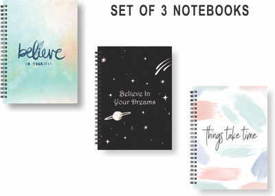 Papco Notebooks A5 Diary Ruled 144 Pages(Multicolor, Pack of 3)