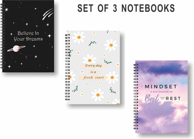 Papco Notebooks A5 Diary Ruled 144 Pages(Multicolor, Pack of 3)