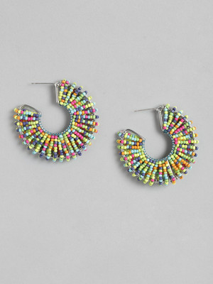 RICHEERA Multicoloured Circular Half Hoop Earrings Metal Hoop Earring