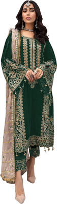 Shoponbit Georgette Embroidered Salwar Suit Material