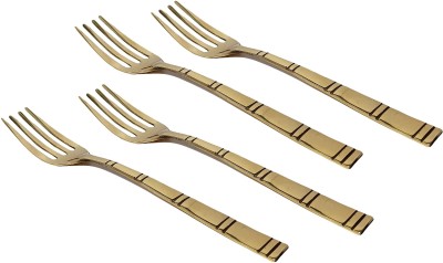 A & H ENTERPRISES Forks Set of 4 pieces Brass Dessert Forks Cut Design Daily Multipurpose Use Brass Dessert Fork Set(Pack of 4)