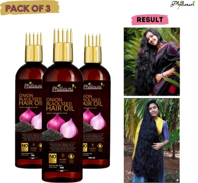 Phillauri Onion Oil for Hair Regrowth Aryuvedic Hair Oil 100ml (Pack of 3) Hair Oil