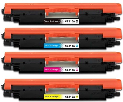 QUINK 126A / CE310A / CE311A / CE312A /CE313A BLACK CYAN YELLOW MAGENTA (COMPLETE SET) Black + Tri Color Combo Pack Ink Cartridge