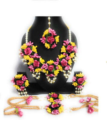 CRAFTSAI EXPORTS Fabric Pink, Yellow Jewellery Set(Pack of 1)