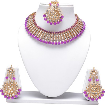 Swarajshop Alloy Gold-plated Purple, White, Gold Jewellery Set(Pack of 1)