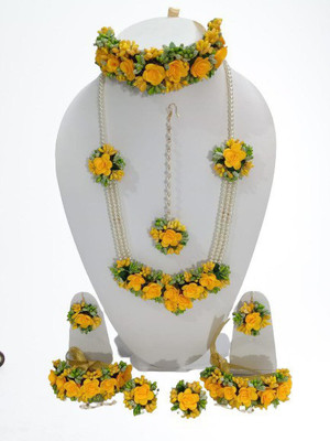 Anshiba Creation Fabric Yellow Jewellery Set(Pack of 1)