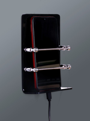 PLNJAR Rustproof Mobile Stand, Tv Remote Holder Multipurpose Stand, Acrylic Acrylic Key Holder(2 Hooks, Black)
