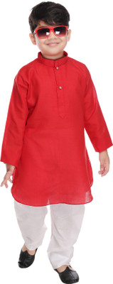 new gen Boys Casual Kurta and Pyjama Set(Red Pack of 1)