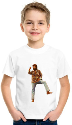 Shubham designer gallery Boys Printed Cotton Blend Regular T Shirt(White, Pack of 1)
