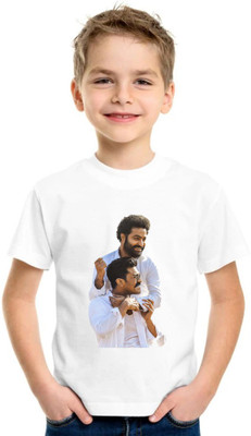 Shubham designer gallery Boys Printed Cotton Blend Regular T Shirt(White, Pack of 1)