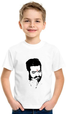 Shubham designer gallery Boys Printed Cotton Blend Regular T Shirt(White, Pack of 1)