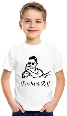 Shubham designer gallery Boys Printed Cotton Blend Regular T Shirt(White, Pack of 1)