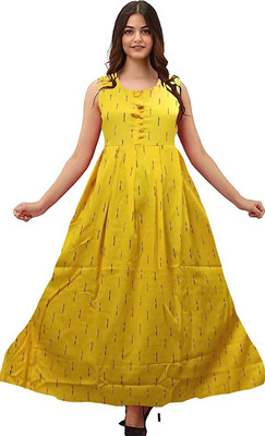 MOHINI CREATION Women Printed Anarkali Kurta(Yellow)