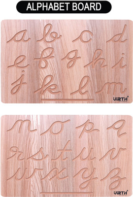 Virth Cursive Educational Tracing Wooden Board for Kids(Brown)