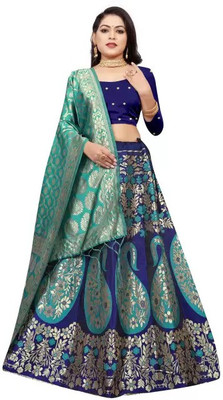 SHREE CREATION Self Design Semi Stitched Lehenga Choli(Light Green)