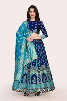 SHREE CREATION Self Design Semi Stitched Lehenga Choli(Light Blue)