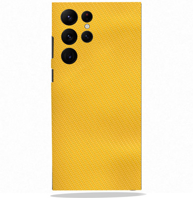 BUGGU Yellow Carbon Fiber Mobile Back Skin Guard, Yellow Carbon Fiber, SAMSUNG S22 ULTRA Mobile Skin(Yellow Carbon Fiber Skin With High Matte Finish.)