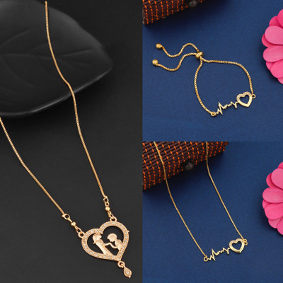 BOGHRA SALES Cubic Zirconia Gold-plated Plated Alloy Chain Set