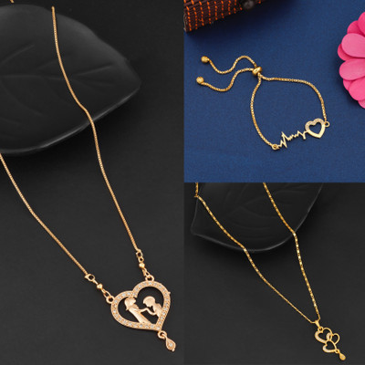 BOGHRA SALES Cubic Zirconia Gold-plated Plated Alloy Chain Set