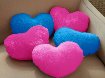 PriMaryHoMe Microfibre Solid Cushion Pack of 5(Blue, Dark Pink)