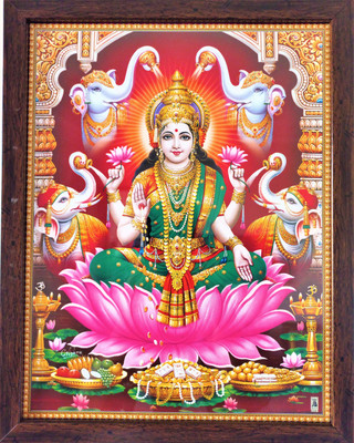 shreya arts frame wth glass Laxmi Mata Photo Religious Frame