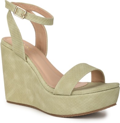 VALIOSAA Women Wedges(Green , 7)