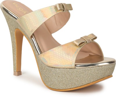 VALIOSAA Women Heels(Gold , 5)