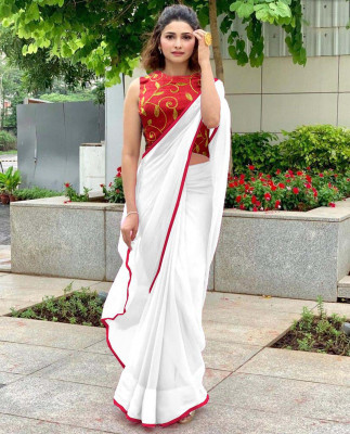 Sareez House Self Design Daily Wear Georgette Saree(White)