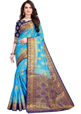 Pashvi Woven Banarasi Tissue Saree(Light Blue)