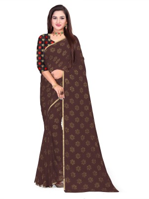 RHEY Embellished Bollywood Chiffon Saree(Brown)