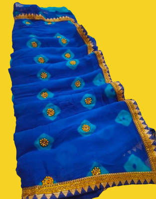 NeeLKANTH ENTERPRISE Blocked Printed Bandhani Chiffon Saree(Blue)