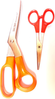 SHALIMAR SCISSORS COMPANY 8 and 5 Inches Kitchen Scissor for Vegetable Cutting Paper and Cloth Cutting Scissors(Set of 2, Orange, Silver, Red)