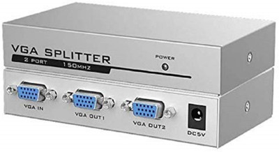 TERABYTE 2 Port VGA Splitter Sharing Switch Box 200MHz 1 Input 2 Output VGA Switcher 1 PC to 2 Monitors SVGA/XGA Video Distributor Converter Media Streaming Device(Black)