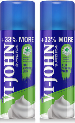 VI-JOHN Shave Foam 400GM Sensitive Skin (Pack of 2)(400 g)