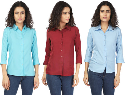 KITIMAT Women Solid Formal Multicolor Shirt(Pack of 3)