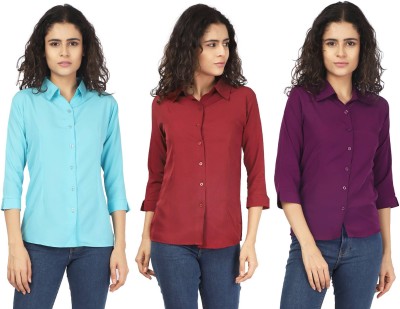 KITIMAT Women Solid Casual Multicolor Shirt(Pack of 3)