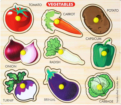Quadrants Vegetables Wooden Slat Assembly Shape Colorful Creative Learning Block for Kids(1 Pieces)