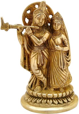 vrindavan shopi Brass Radha Krishna Idol, Standard, Gold, 1 Piece 200gms Decorative Showpiece  -  6 cm(Brass, Gold)