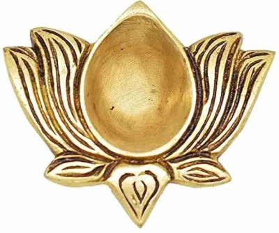 Banshi Handicrafts and Arts Handmade Brass Lotus Kamal Diya (Set of 2) Decorative Showpiece  -  5 cm(Brass, Yellow)