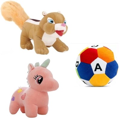 Ktkashish Toys soft toys [squirrel, ABCD ball with pink rose cap] for gift 25-30 cm  - 30 cm(Multicolor)