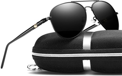 hayden haiza Aviator Sunglasses(For Men & Women, Black)