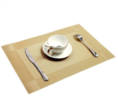 MONKDECOR Rectangular Pack of 4 Table Placemat(Gold, PVC)