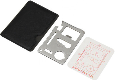 WunderVoX Stainless Steel Multifunction Credit Survival Multitool Tool Card-X49 Camping & Hiking Opener::Wrench::Lanyard hole::Direction::Ruler::Screwdriver::Knife edge